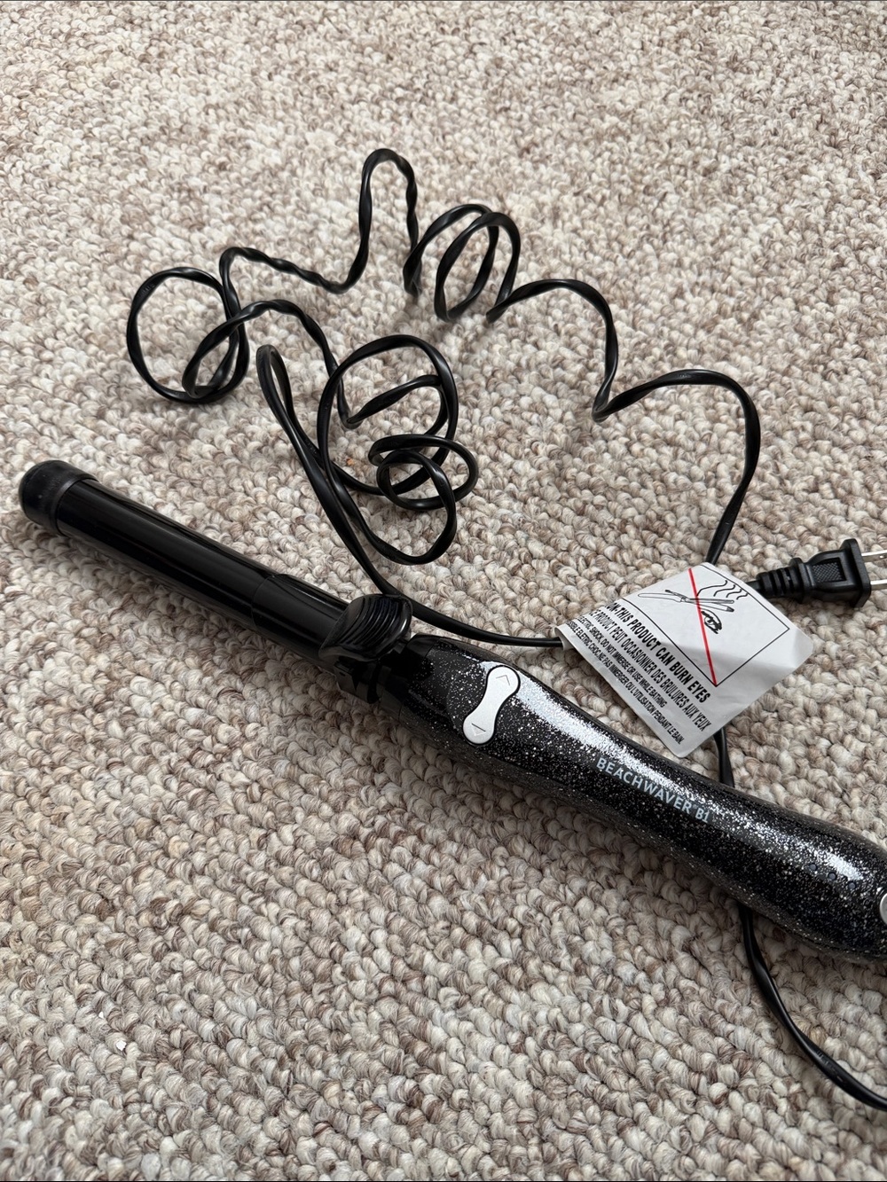 Black Glitter Beachwaver Curling Wand